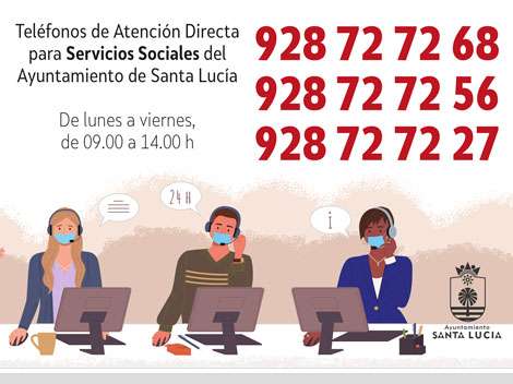 Teléfonos de Atención Directa para el área de Servicios Sociales del Ayuntamiento de Santa Lucía