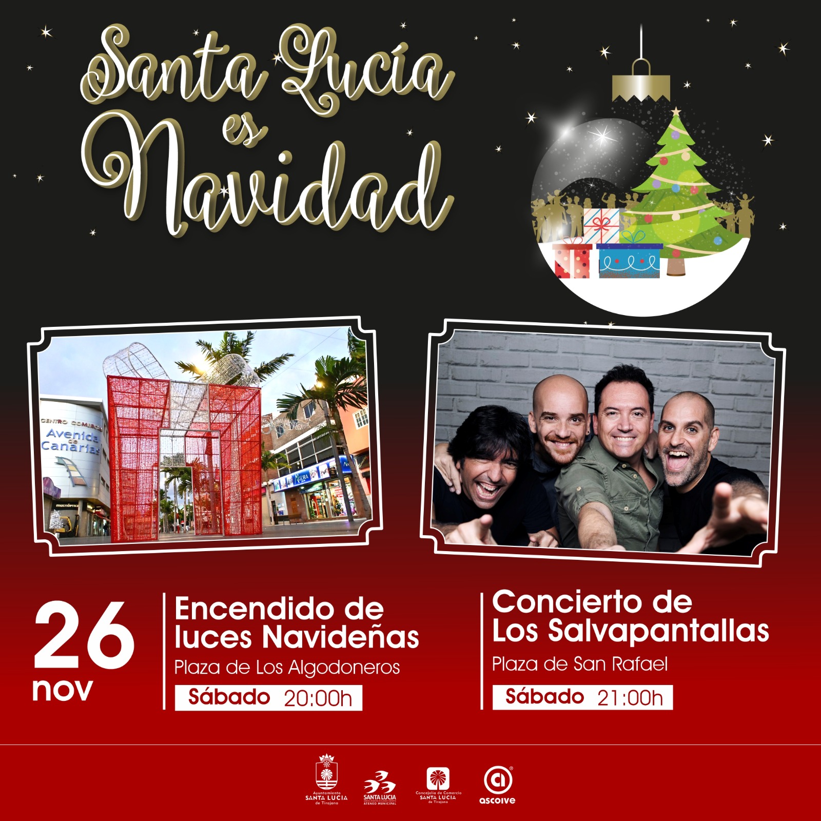 Los Salvapantallas y Dácil Suárez  ponen música este sábado  a la inauguración del encendido navideño de la Zona Comercial de Vecindario 